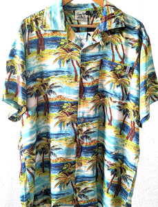 Holmes Tropical Blue Wooden Button Down Shirt