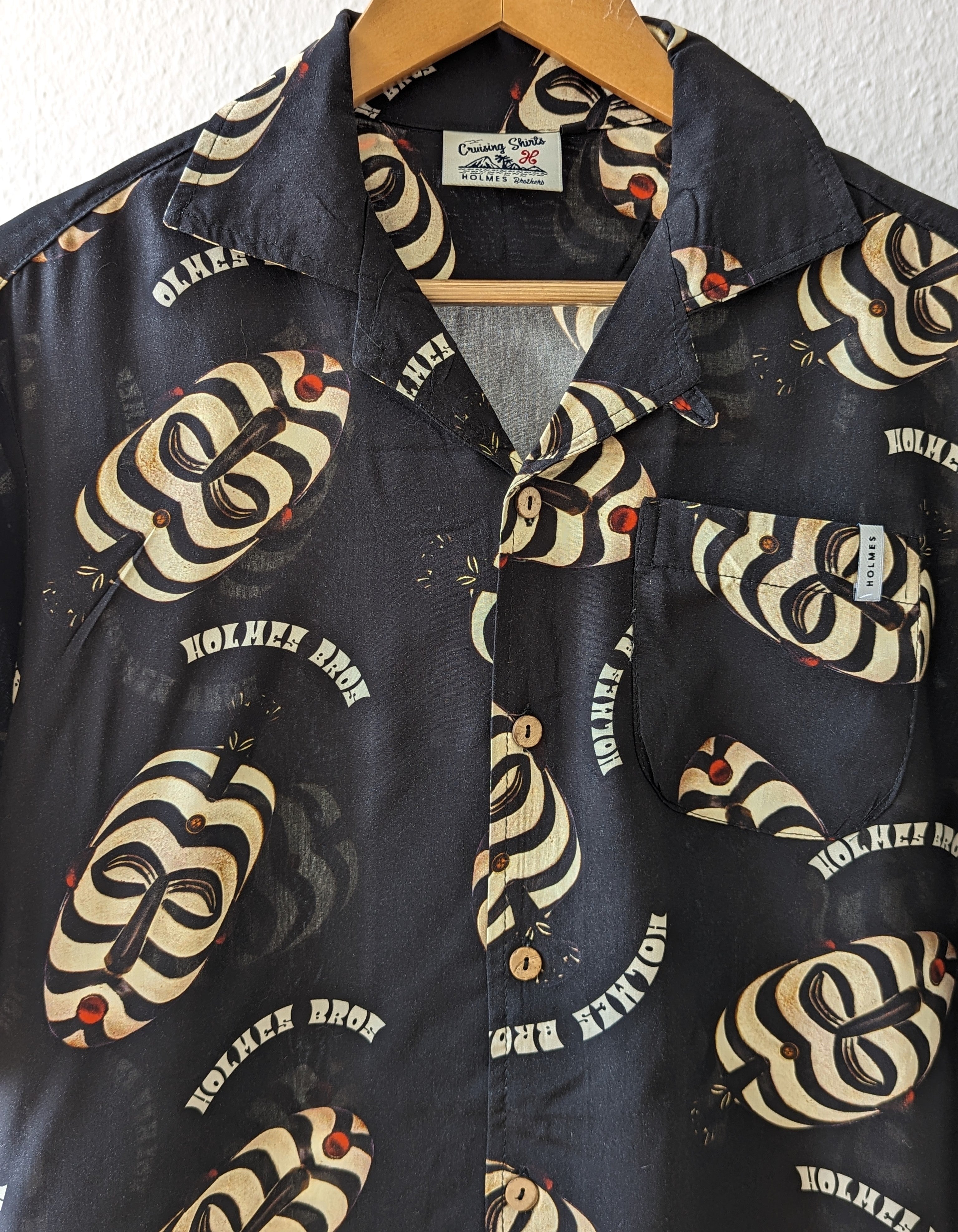 Holmes Rustic Masks Wooden Button Down Shirt
