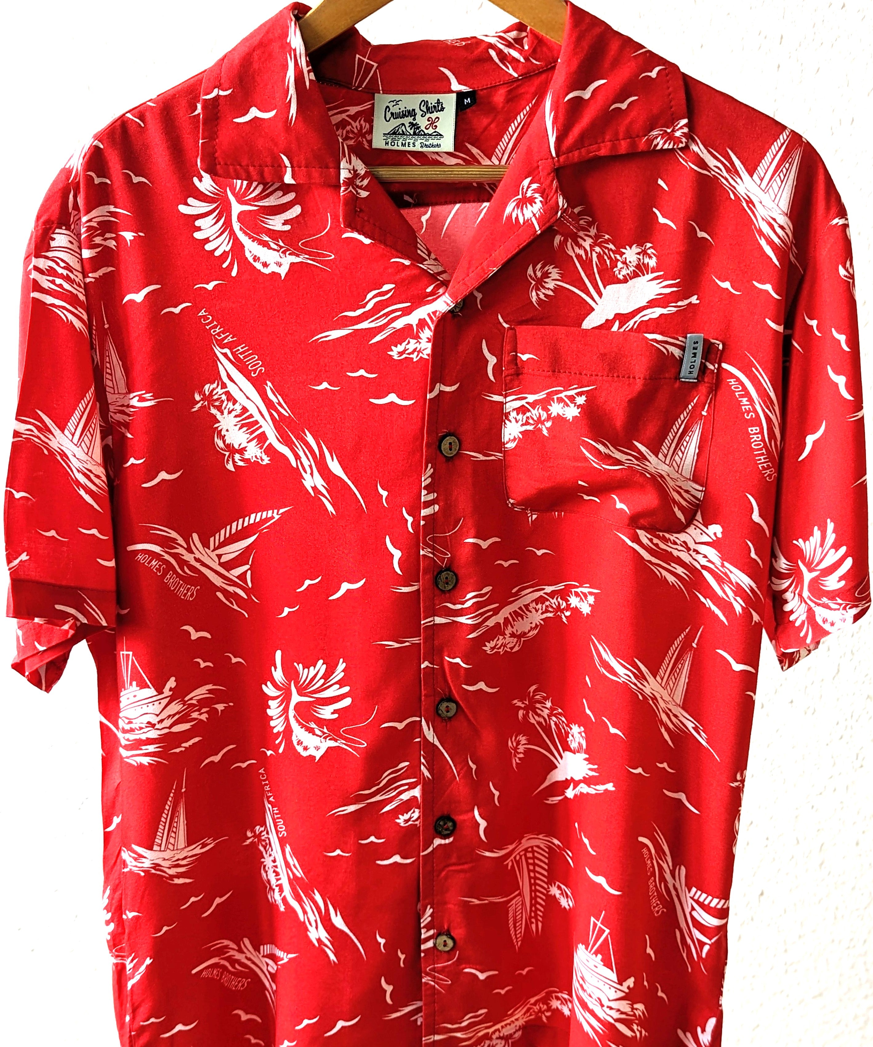 Holmes Island Red Wooden Button Down Shirt