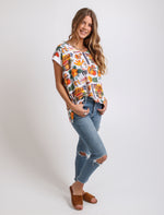 Damen Masala V Neck Viskose Top